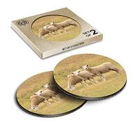 2 x Eco Boxed Cork Coasters - Sheep Herd Farm Farmer Animal Drink Cup Mug Glass Table Mat #14831
