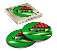 2 x Eco Boxed Cork Coasters - Snooker Game Balls Pool Billiards Drink Cup Mug Glass Table Mat #16452