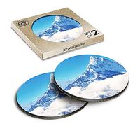 2 x Eco Boxed Cork Coasters - Snowy Mount Everest Mountaineering Drink Cup Mug Glass Table Mat #15689