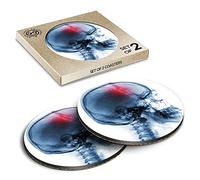 2 x Eco Boxed Cork Coasters - Stroke Victim Skull X Ray Medical Doctor Drink Cup Mug Glass Table Mat #24213