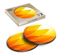 2 x Eco Boxed Cork Coasters - Sunflower Sunset Sunrise Drink Cup Mug Glass Table Mat #16827
