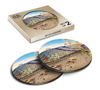 2 x Eco Boxed Cork Coasters - Teide Volcano Tenerife Canary Islands Drink Cup Mug Glass Table Mat #16503