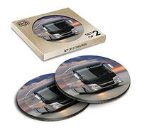2 x Eco Boxed Cork Coasters - Travel Coach Tour Holiday Bus Drink Cup Mug Glass Table Mat #14652