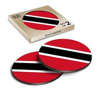 2 x Eco Boxed Cork Coasters - Trinidad & Tobago Flag Port Drink Cup Mug Glass Table Mat #9129