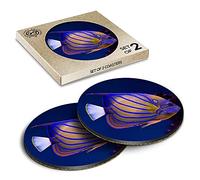 2 x Eco Boxed Cork Coasters - Tropical Bluering Angelfish Reef Fish Drink Cup Mug Glass Table Mat #16055