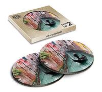 2 x Eco Boxed Cork Coasters - Venetian Gondolier Venice Italy Travel Drink Cup Mug Glass Table Mat #24370