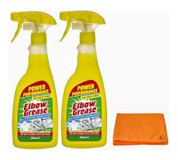2 x Elbow Grease Degreaser Spray 500ml All-Purpose Effective Cleaner Formula for Kitchen, Fabric, and Metallic Surfaces With Microfiber Cloth