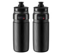 2 x Elite Fly Tex Bicycle Water Bottles - 750ml Black (Ultra Lightweight / Race)