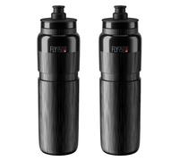 2 x Elite Fly Tex Bicycle Water Bottles - 950ml Black (Ultra Lightweight / Race)
