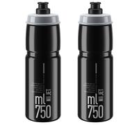 2 x Elite Jet Biodegradable Bicycle Water Bottles Black 750ml (Lightweight/Race)