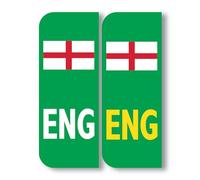 2 x England ENG Badge Car Number Plate Self-Adhesive Vinyl Stickers UK Legal St. George's Flag Decals, Brexit Alternative Badge, Electric Vehicles Green