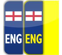 2 x England ENG Badge Car Number Plate Self-Adhesive Vinyl Stickers UK Legal St. George's Flag Decals, Brexit Alternative Badge (Laminated White Vinyl, Blue)