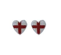 2 x England Heart Embroidery Patch Iron on or Sew on Embroidered Motif Transfer English Team Flag