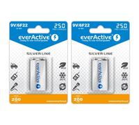 4 x everActive 9V Rechargeable Battery 250mAh Ni-MH E Block PP3 HR22 6LR61 HR9V