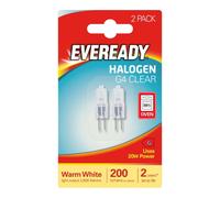 2 x Eveready G4 20W 12V Halogen Capsule Light Bulbs, Dimmable Lamps, 240 Lumen, 2000 Hours Life, Clear Finish