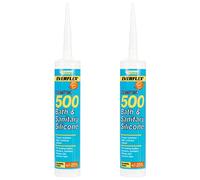 2 x Everflex 500 Bath & Sanitary Silicone - Anti-fungal Silicone sealant - 295ml - Grey