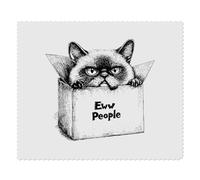 2 x 'Eww People Mad Cat in Box' Microfibre Lens/Glasses Cleaning Cloths (LC00029175)