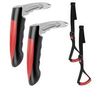 2 x Exit Aid Car Seniors, Car Door Handle for Elderly People, Portable, 2-in-1 Multifunctional Handle, Support Handle, Car for Elderly People and Car Emergency Tool (Red with Armrests, 2 Pieces)