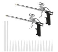 2 x Expanding Foam Guns, Professional PU Foaming Sealant Spray Foam Gun, Spray Thermal Insulation Application Applicator for Caulking Filling Sealing Windows, with 2 Long Nozzles & 40 Short Nozzles