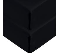 2 x Extra Deep Fitted Sheet 40cm 16 Inch - Non Iron Easy Care Soft Brushed Microfibre Fabric Shrinkage and Fade Resistant, Black-4FT Small double