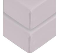 2 x Extra Deep Fitted Sheet 40cm 16 Inch - Non Iron Easy Care Soft Brushed Microfibre Fabric Shrinkage and Fade Resistant, Silver-4FT Small Double