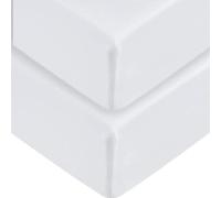 2 x Extra Deep Fitted Sheet 40cm 16 Inch - Non Iron Easy Care Soft Brushed Microfibre Fabric Shrinkage and Fade Resistant, White- 4FT Small Double