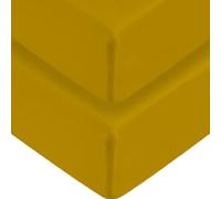 2 x Extra Deep Fitted Sheet 40cm 16 Inch - Non Iron Easy Care Soft Brushed Microfibre Fabric Shrinkage and Fade Resistant, Mustard-Super King