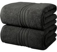 2 X Extra Large Super Jumbo Bath Sheets Towel 100% Egyptian Cotton XXL Bath Towels Sheet Premium Soft Big Towels (Black, Cotton)