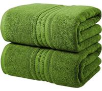 2 X Extra Large Super Jumbo Bath Sheets Towel 100% Egyptian Cotton XXL Bath Towels Sheet Premium Soft Big Towels (Lime Green, Cotton)