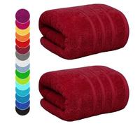 2 X Extra Large Super Jumbo Bath Sheets Towels (100x200 cm, 600-GSM) Luxury Soft Towels 100% Egyptian Cotton XL Big Bathroom Towel (Red, 2)