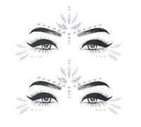 2 x Face Tattoo, Pearl White Tattoo Stickers, Glitter Stones Make Up Face, Party, Halloween, Christmas, Birthday, Makeup