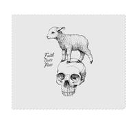 2 x 'Faith Over Fear Lamb Standing on Skull' Microfibre Lens/Glasses Cleaning Cloths (LC00029168)