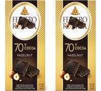 2 x Farrero Rocher Hazelnut Dark 70% Chocolate Bar 90g