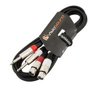 2 x Female XLR to 2 x 6.35mm 1/4" Mono Jack Twin Lead/Audio Signal Patch Cable 3m