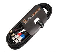 2 x Female XLR to 2 x RCA Gold Phono Plug Twin Lead/Audio Signal Patch Cable 5m