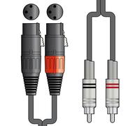 2 x Female XLR to 2 x RCA Phono Plug Twin Lead Audio Signal Patch Cable