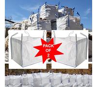 2 x FIBC Bulk Builders tonne Bag Waste Sacks Bags Garden Jumbo Storage Dumpy Woven Log Sack Extra Large Heavy Duty 1 ton (2xOTB)