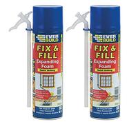2 X Fill & Fix Quick Setting Polyurethane Expanding Foam White 2Pc 500Ml