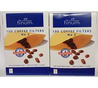 2 x Finum 100 Coffee Filters SIZE 2 / Medium UNBLEACHED Brown Paper Cones (NEW)