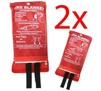 2 X Fire Blanket Home Safety 1M X 1M Quick Release Protection Kitchen Office Bag
