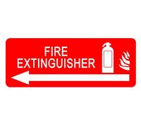 2 x Fire Extinguisher arrow left - Information Sign Removable Self Adhesive Waterproof Durable Vinyl Label Sticker 225mm x 106mm