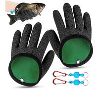 2 x fishing gloves, waterproof fishing gloves, hunting gloves, fish catching gloves, anti-cut fishing gloves with anti-cut and magnetic closure for safe handling of pike, catfish, zander