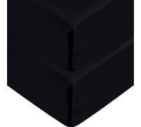 2 x Fitted Bed Sheets 40cm 16 inch Deep Soft Comfy Microfiber Fabric with Easy care Non Iron and Discolour Resistant, Black - Single
