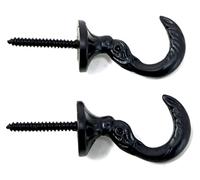 2 x fiXte Egyptian Styled Curtain Tie Backs Vintage Hook Hooks Antique Black 45mm