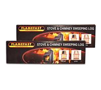 2 X Flamefast Stove & Chimney Sweeping Logs Help to Remove Creosote, Soot and Tar Deposits & Tigerbox Safety Matches