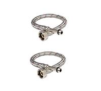 2 x Flexible Tap Tails 1/2" / Length - 500mm / BSP Thread Stainless Steel Braided Flexi Water Hose Flexipipe Long End