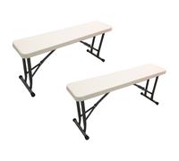 2 x FOLDING PLASTIC PICNIC BENCH PORTABLE OUTDOOR CAMPING GARDEN BBQ