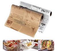 2 x Food Wrapping Paper Oil-Proof Wrapping Paper Newspaper Wrapping Paper Waterproof and Oil-Proof, for Saennwiches,Burgers, Bread (8 m x 2)