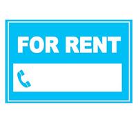 2 x FOR RENT - Blue with space - Info Sign Label Removable Self Adhesive Waterproof Durable Vinyl Label Stickers 225mm x 160mm