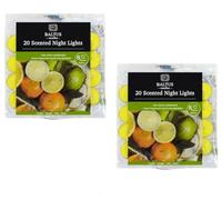 2 X Fragranced tealight Candles Assorted baltus Scented Bags of 20 PCS 8 Hour tealights (Lime, Basil, & Mandarine)